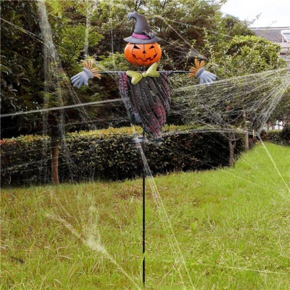 Halloween Yard Stake, 46.4" Solar Lighted Metal Pumpkin Head - Picture 7 of 8